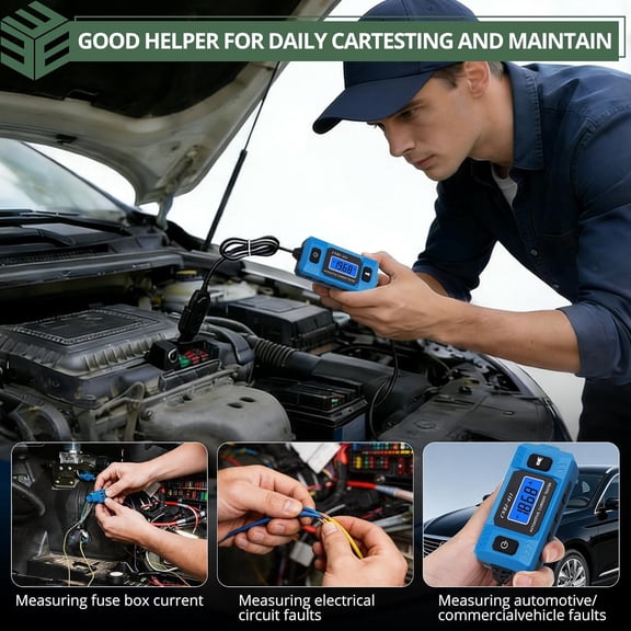 LYUSCI-20A 48V Car Fuse Current Tester - High Precision Automotive Circuit Fault Probe Testers,Car Relay Fuse Blade Checker with Battery, DC Detect Pen,Backlit Display & Front Light