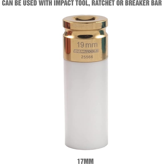 LYUSCI-25566 19MM Lug Nut Socket, 1/2" Drive 19mm Socket for Wheel Service, Non-Marring Sleeve, Thin Wall, CR-MO Steel for Impact Tools, 400 Ft-Lb Max Torque