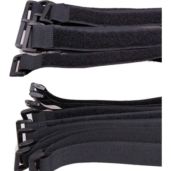 LYUSCI-25pcs Black Reusable Fastening Cable Straps, Hook and Loop Cable Tie Down Straps 1" x 24"