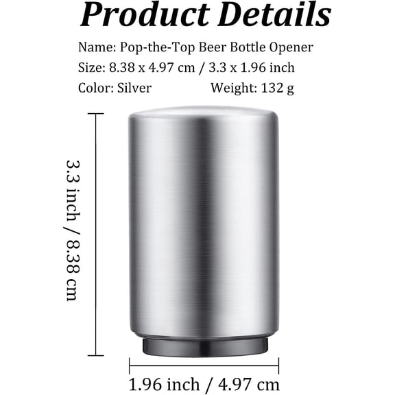 LYUSCI-2PCS Premium Beer Bottle Opener, Automatic Stainless Steel Quick Pop the Top Can Openers by Magnet Catching No Damage Caps, Wine Accessory Push Down Off Magnetic Bartender Tool for Home Picnic