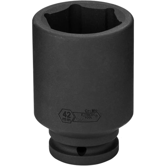 LYUSCI-3/4 Inch Drive 42mm Deep Impact Socket, Metric, Heat-Treated Chrome Molybdenum Alloy Steel (Cr-Mo), 6-Point Design for Extended Reach on Heavy-Duty Applications