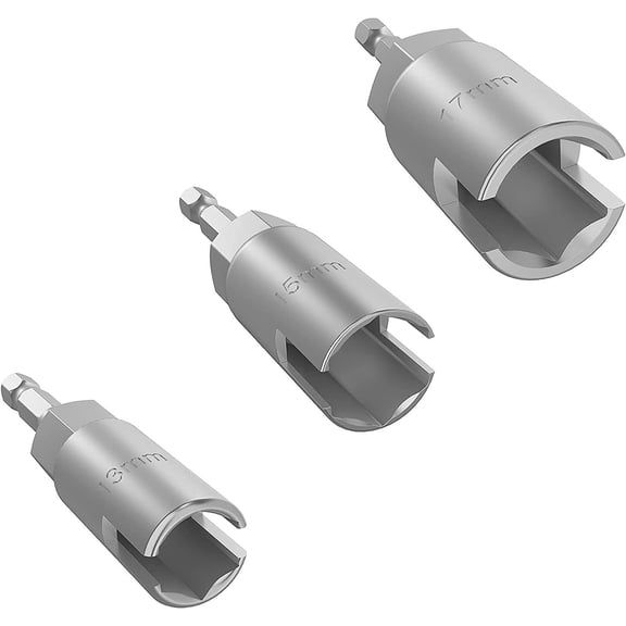 LYUSCI-3 Pack 1/4" hex Shank nut Driver Power Wing nut Drill bit Socket Tool Drive kit, Slotted Wing nut Drill Sleeve Wrench Wrench kit, Panel nut Screw Eye C-Shaped Hook Bolt 13mm,15mm,17mm