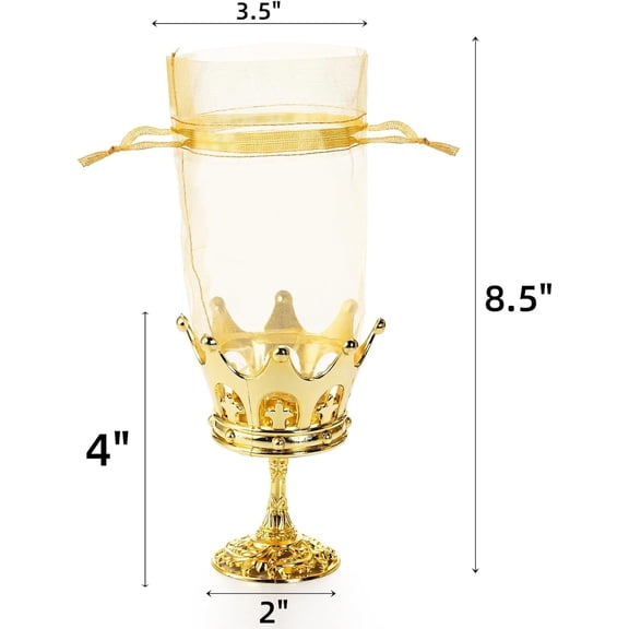 LYUSCI-30 Pack Fillable Crown with Pouch, Gold Plastic Goblet with Drawstring Bags, Decorative Candy Storage Boxes Party Favor Container for Candy Chocolate Cake Dessert Princess Wedding Birthday