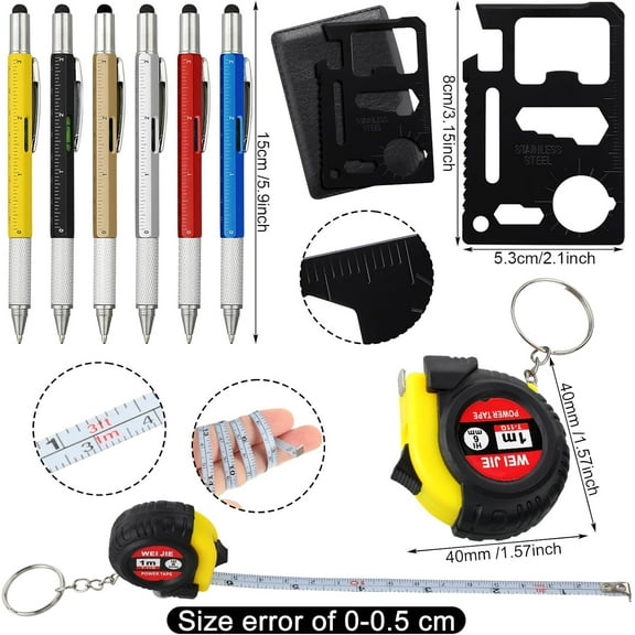 LYUSCI-30 Pcs Mini Tape Measure Screwdriver Helmet Set Multitool Pen Credit Card Father's Gift Bulk for Men Adult (Multicolor)