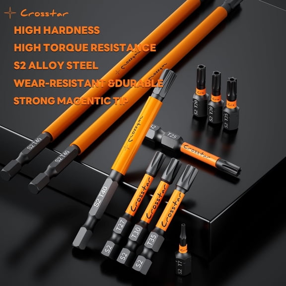 LYUSCI-31 Pcs 1&2"" Impact Torx Bit Set, S2 Steel Magnetic Security Star Bits, Tamper Proof Torx Screwdriver Bits with CNC Tips for Drill/Driver, Automotive, Woodworking & Home Repair