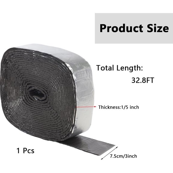 LYUSCI-32.8 Ft x 3 Inch Pipe Wrap Insulation Tape, Self Adhesive Foam and Foiled Fiberglass Foam Insulating Pipe Wrapper, Ceramic Water Pipe Insulation Wrap Insulation Wrap for Cold Freezing Weather