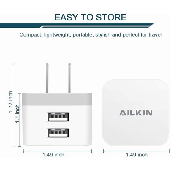 LYUSCI-3Pack USB Wall Charger Plug, 2.4A Dual Port USB Adapter Power Cube Fast Charging Station Box Base for iPhone 17 Air 16e 16 15 14 13 12 Pro Max SE 11 XR XS X/8, Samsung, Phones Charge Block
