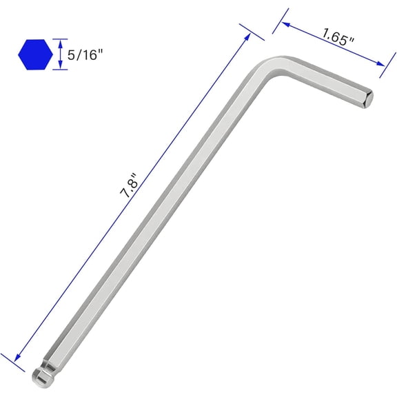 LYUSCI-4 PCS 5/16" Ball End Hex Key Allen Wrench, SAE Internal Hexagonal, Wrench L Shaped Long Arm Repairing Tool, CR-V