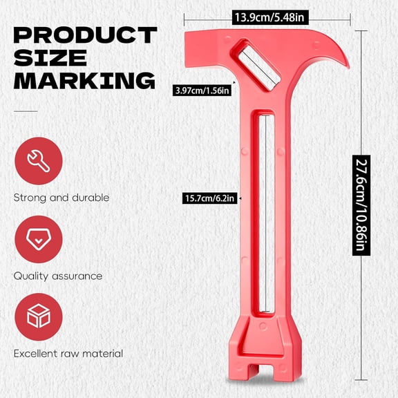 LYUSCI-4-in-1 Emergency Tool Gas & Water Shut Off Wrench, Non-Sparking Pry Bar, Earthquake Survival Tool Firefighter-Designed, for First Responders & Home SafetyRed