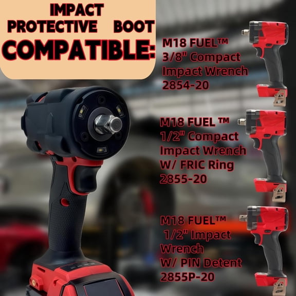 LYUSCI-49-16-2854 Impact Protective Boot for M18 FUEL 3/8" & 1/2" Compact Impact Wrench - Compatible with Models 2854-20, 2855-20, 2855P-20 - Shock and Scratch Resistant (Black)
