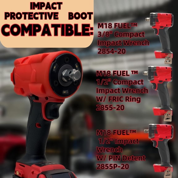 LYUSCI-49-16-2854 Impact Protective Boot for M18 FUEL 3/8" & 1/2" Compact Impact Wrench - Compatible with Models 2854-20, 2855-20, 2855P-20 - Shock and Scratch Resistant(Red)
