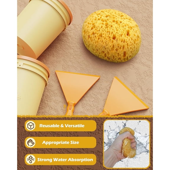 LYUSCI-4Pcs Knockdown Texture Sponges, Sponge for Patch/Repair Ceiling Drywall Wall, DIY Painting Ceiling Wall Texture, Round Sponge, Clay sponges for Pottery, Texture Sponges
