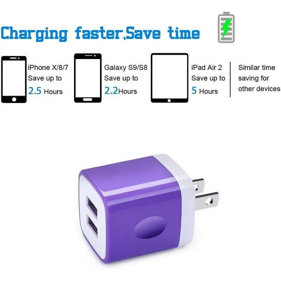 LYUSCI-5Pack USB Charger Block Wall Plug Dual Port 2.1A USB Phone Charger Adapter Fast Charging Box for iPhone Air 17 16e 16 15 14 13 12 11 Pro Max,iPad,Samsung Galaxy S25 S24FE S23 S22 A16 A15,Pixel