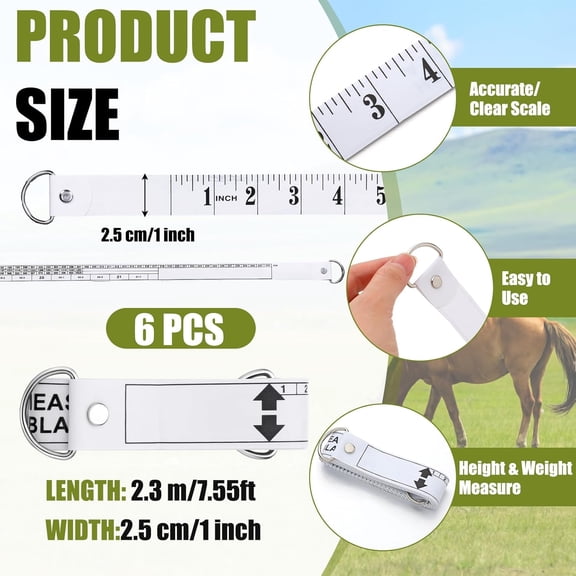 LYUSCI-6 Pcs Horse Measuring Tape 8.2 Feet Long for Height and Weight Multifunctional Horse Accessories for Accurate Waist Measurement and Weight Loss Tracking Portable PVC Measuring Stick