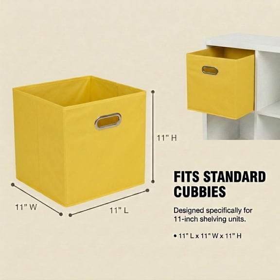 LYUSCI-6 ct Open Fabric Cube Storage Bins, Golden Yellow