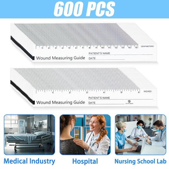 LYUSCI-600 Pcs Wound Measuring Tape 6 Inch Wound Ruler Double Sided Disposable Paper Tape Measure Paper Guide Ruler Measurement Tools for Nurses