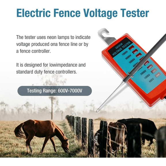 LYUSCI-ALLOSUN GK503B NEON Electric Fence Voltage Tester and Fault Finder Max 7 kV, NOT LED, Red