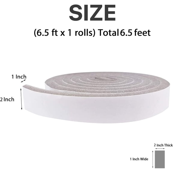 LYUSCI-Air Conditioner Foam-1 Roll, 2 Inch Wide X 1 Inch Thick Total 6.5 Feet Long, Open Cell Foam Strip with Adhesive for Doors and Window Insulation(6.5ft x 1 Roll)
