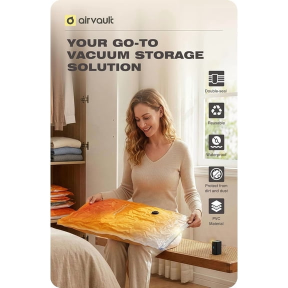 LYUSCI-AirVault Vacuum Storage Bags for Travel & Home - Space Saver Compression Packing Bags Set for Clothes, Blankets & Seasonal Storage (10 Large)