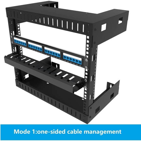 LYUSCI-All Metal 1U 19 Inch Server Rack Wire Management System-Horizontal Rack Mount 12 Larger Slots Cable Manager (AHMMA1U12S, Black)