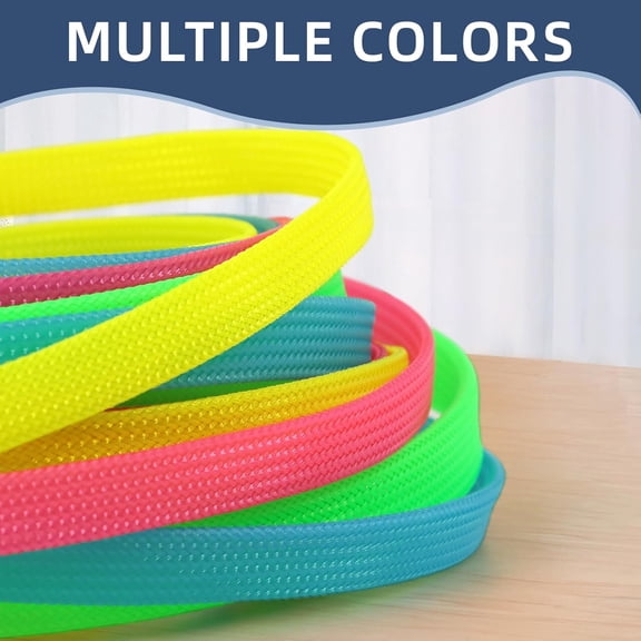 LYUSCI-Braided Expandable Cable Sleeve, PET Wire Loom, Flexible Mesh Sleeving Cord Management for TV, Computer, Home Theater, Automotive, Protect Cat from Chewing Cords (Blue, 1/2" x 25ft)