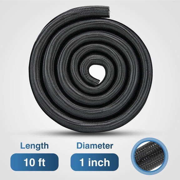 LYUSCI-Cable Sleeve, 10ft-1inch Cord Management Sleeves, Braided Sleeving, Split Self Wrapping Wire Loom for Computer Electrical Automotive Harness Protector Organizer, Black
