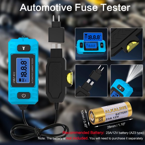 LYUSCI-Car Circuit Tester Fuse Tester Automotive Current Tester Blade Fuse Max 48V, Circuit Measure AmpFuse Buddy, Automotive Blade Checker Fuses Box Current Test