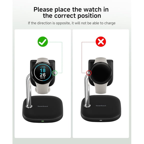LYUSCI-Charger Stand for Google Pixel Watch 3/2 (Not for Pixel Watch 1), 505G2, Fast Charging for Google Pixel W atch 3/2 (Black)