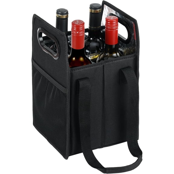 LYUSCI-Collapsible 4 Bottle Storage Box Reusable Portable Wine Carrier Case for Tote Bag, Moving, Vacation, Bottle Caddy, Grocery Shopping, Wine Tasting Accessory