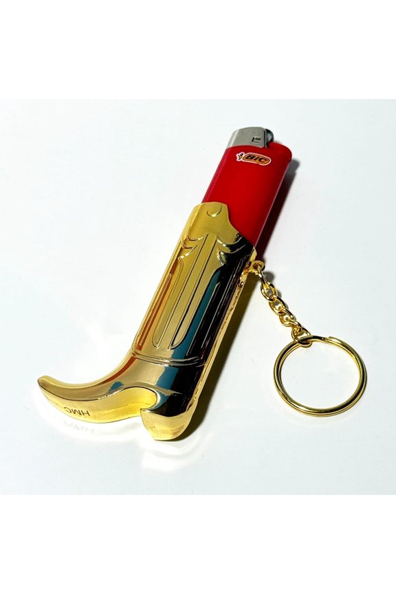 -Cowboy Boot Lighter Case and Bottle Opener Keychain Ring For by HMC Gold, Silver, Antique Copper Vintage Style (Gold)
