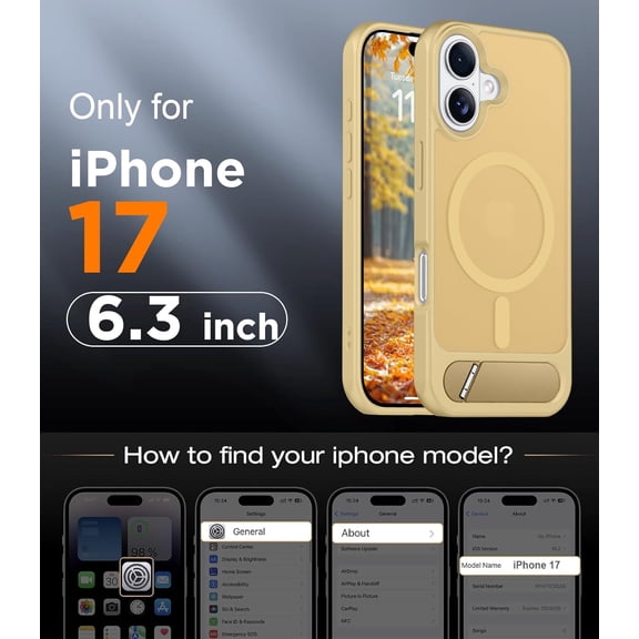 LYUSCI-Designed for iPhone 17 Case, [Built-in Invisible Kickstand][Compatible with MagSafe][Military Grade Shockproof] Slim Translucent Matte Phone Case 6.3 inch (Light Brown)