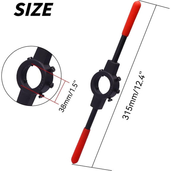 LYUSCI-Die Handle Round Die Stock Handle Wrench with Knurled Handle, Non Slip, for Metric M12-M16 38mm OD Round Die, Threading Die Holder