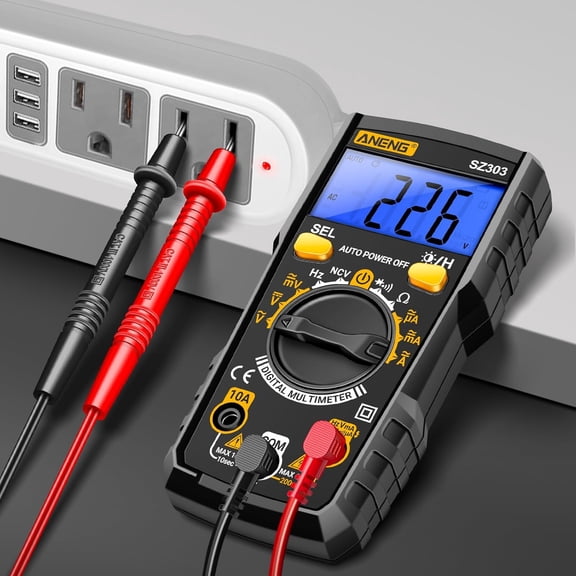 LYUSCI-Digital Multimeter Tester, Ohm Volt Amp Test Meter, DC AC Voltmeter and Continuity Test Diode Voltage Tester for Automotive Battery Test Household Outlet (Black)