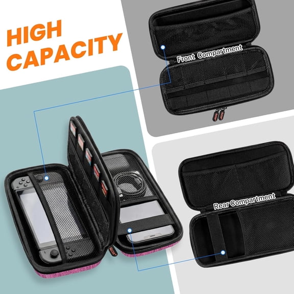 LYUSCI-Double-Layer Carrying Case - Hard Shell Electronic Organizer Zipper Travel Case - Portable Tech Accessories Storage Pouch Bag for Charger, Adapter, Anker Power Bank, Phone, Battery, Cord, Cabl