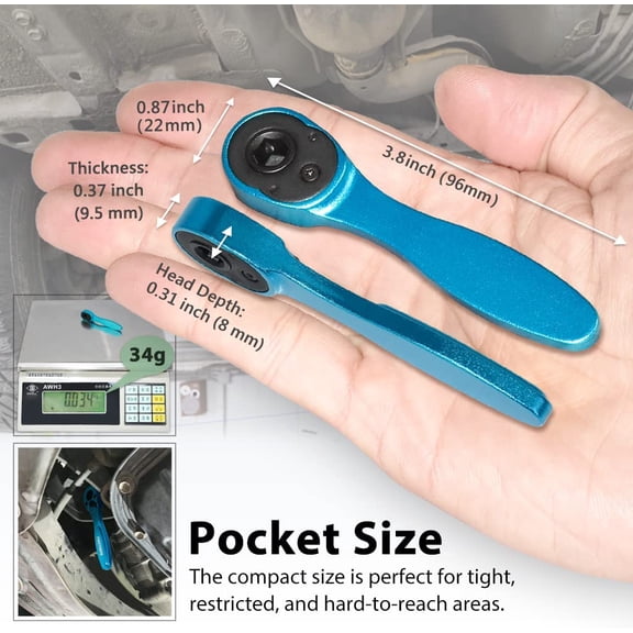 LYUSCI-FIRSTINFO F32422B 1/4-Inch Hex Bit Mini Ratchet Wrench- 72 Tooth, Low Profile, Light Weight, Aluminum