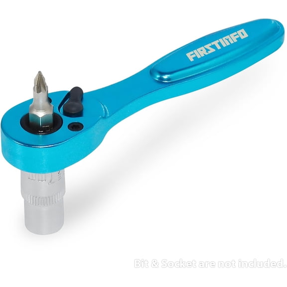 LYUSCI-FIRSTINFO F32423B Dual Drive 1/4 Inch Hex Bit and Socket Micro Ratchet Wrench- Light Weight Aluminum, 72T Reversible, Compact Size for Tight Spaces
