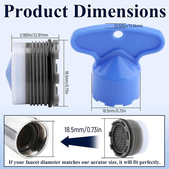 LYUSCI-Faucet Aerator Flow Restrictor Service Kit Replacement for Moen 137401 Eco-Performance Aerator,1.5 gpm,18.5MM, with Key Removal Wrench Tool,Compatible with Rothbury or Voss (2 Sets)