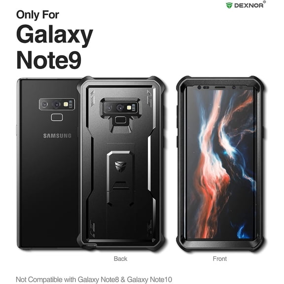 LYUSCI-Full Body Case for Samsung Galaxy Note 9/6.4 inches, [Built in Screen Protector and Kickstand] Heavy Duty Military Grade Protection Shockproof Protective Cover for Galaxy Note 9,Black