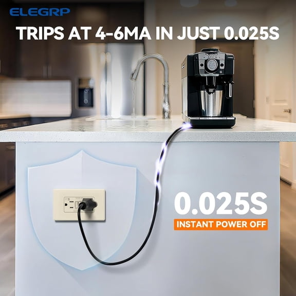 LYUSCI-GFCI Outlet Outdoor, 15 Amp Self-Test GFI Electrical Outlet with Thinner Design, Weather & Tamper Resistant, Ground Fault Receptacle w/Wall Plate, UL Listed, Light Almond, 1 Pack