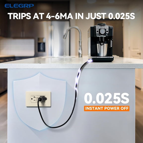 LYUSCI-GFCI Outlet Outdoor, 20 Amp Self-Test GFI Electrical Outlet with Thinner Design, Weather & Tamper Resistant, Ground Fault Receptacle w/Wall Plate, UL Listed, Light Almond, 1 Pack