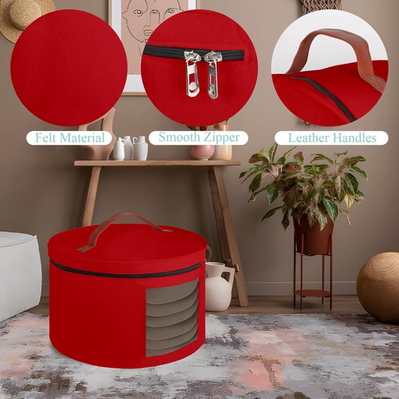 LYUSCI-Hat Box,Hat Storage Box,Stackable Round Brim Hats Organizer Bag Container for Closet,Travel Hat Boxes for Women, Cowboy Hat Organizer, FoldableTravel Cap Boxes (07-Red, 16.5" D x 10.5" H)