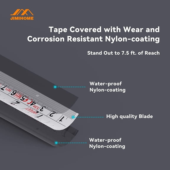LYUSCI-Household Tool Essential 18Ft. Tape Measure 5.5 m Metric Imperial Wear Corrosion Resistant Nylon-Coating Impact-Resistant Retraction Speed Control Blade Lock True Zero Belt Clip Wrist Strap