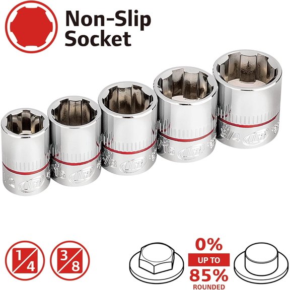LYUSCI-Ingersoll Rand 9-Piece Tech Solutions SAE Non-Slip Socket Set, Size: 1/4-3/4 Inch, Patented Twist Design for Tighter Grip as Sockets Turn, with Thermoform Organizer Tray  752040X
