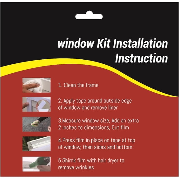 LYUSCI-Insulating Film Window Kit to Keep Cold Out Window Shrink Film Insulator Kit (5 Windows)
