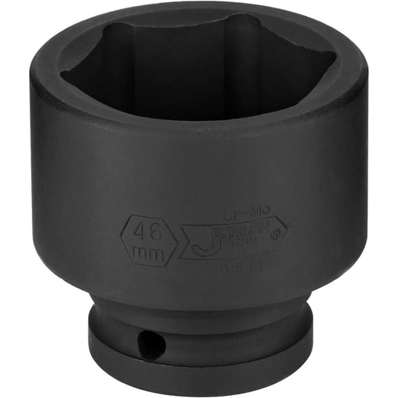 LYUSCI-JETECH 3/4" Drive 46mm Deep Impact Socket, Heavy Duty CR-MO Jumbo Socket, 6-Point Metric Impact Socket, for Automotive Truck & Heavy Equipment Repair