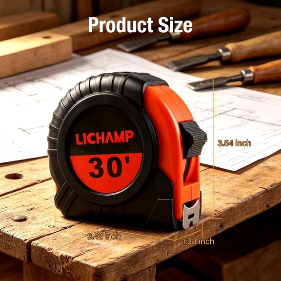 LYUSCI-LICHAMP Tape Measure 30-Foot, 2 Pack Bulk Easy Read Measuring Tape Retractable Metric/Fractional, Measurement Tapes 29.5FT/9M by 1-Inch