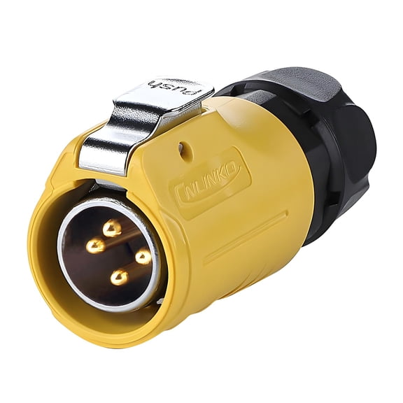 LYUSCI-LP-20 4 Pin IP68 Waterproof Connector M20 Male Plug Female Socket Fast Locking 2-12 Pin Circular Connector for Stage Lighting Solar Panel Wiring(4 Pin)