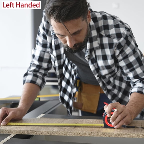 LYUSCI-Left Handed Tape Measure, Lefty Self-Lock Measuring Tape Tools for Left Hand People(25 FT)