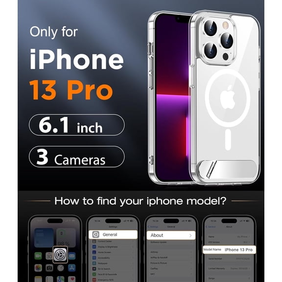 LYUSCI-Magnetic Compatible with iPhone 13 Pro Case, [Built-in Invisible Kickstand][Compatible with MagSafe] [Military Grade Shockproof] Slim Thin Phone Case for iPhone 13 Pro 6.1"