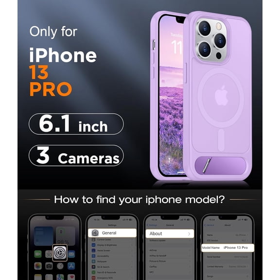 LYUSCI-Magnetic Compatible with iPhone 13 Pro Case, [Built-in Invisible Kickstand][Compatible with MagSafe][Military Grade Shockproof] Slim Translucent Matte Phone Case for iPhone 13 Pro 6.1"